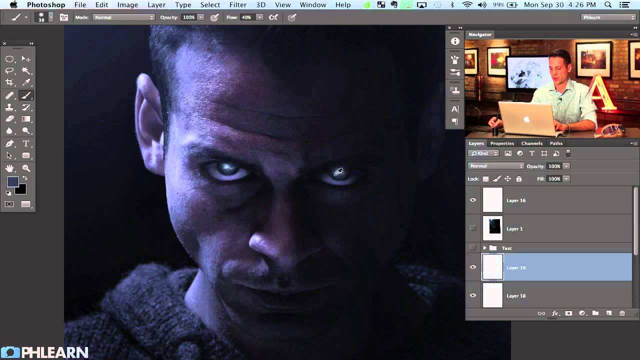 How to Paint Glowing Sci-Fi Eyes and Nail Movie Poster Text in Photoshop