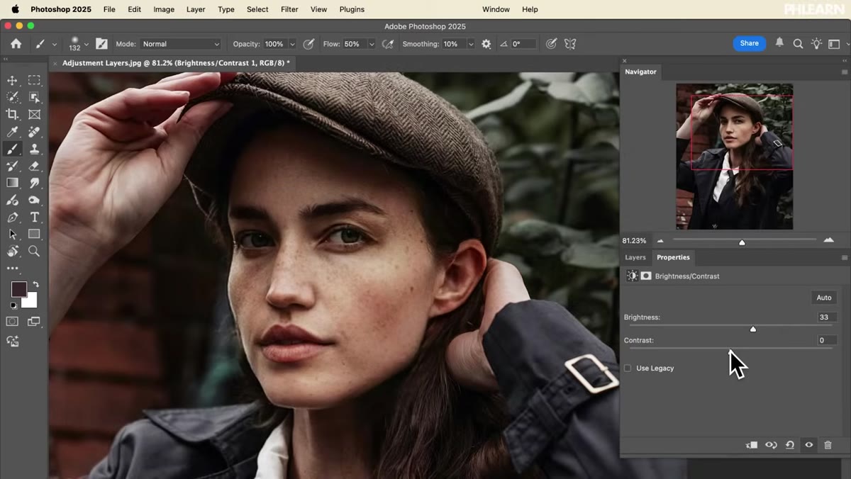 Side-by-side view of Layers panel showing regular layer vs adjustment layer setup