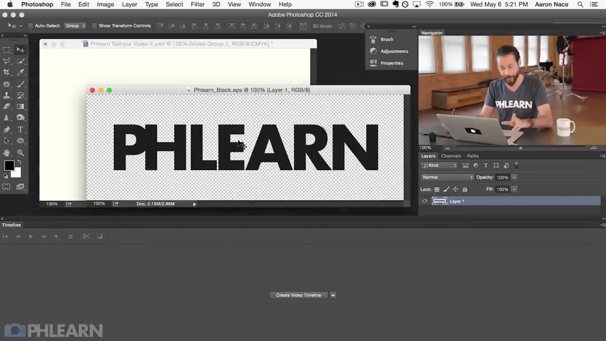 PHLEARN logo placed on canvas inside video group