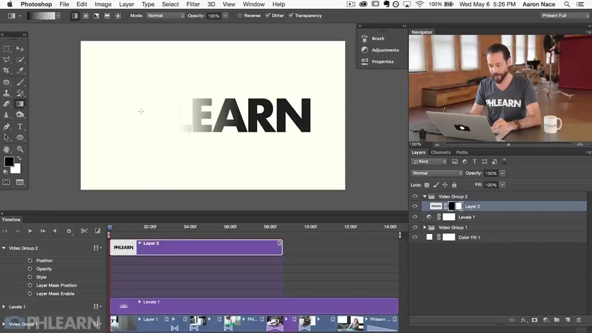 Keyframe stopwatch activated for Layer Mask Position in Timeline