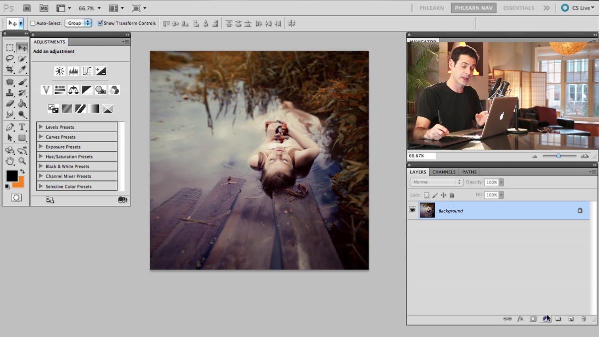 Adjustment layer panel open in Photoshop
