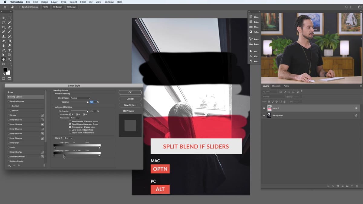 Alt-click splitting a slider handle into two, showing soft transition