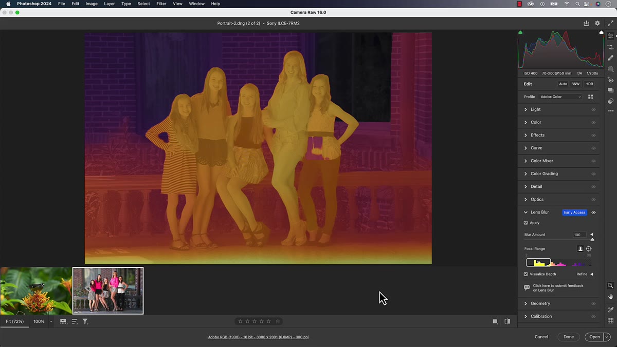 Visualize Depth view showing color-coded depth map overlay
