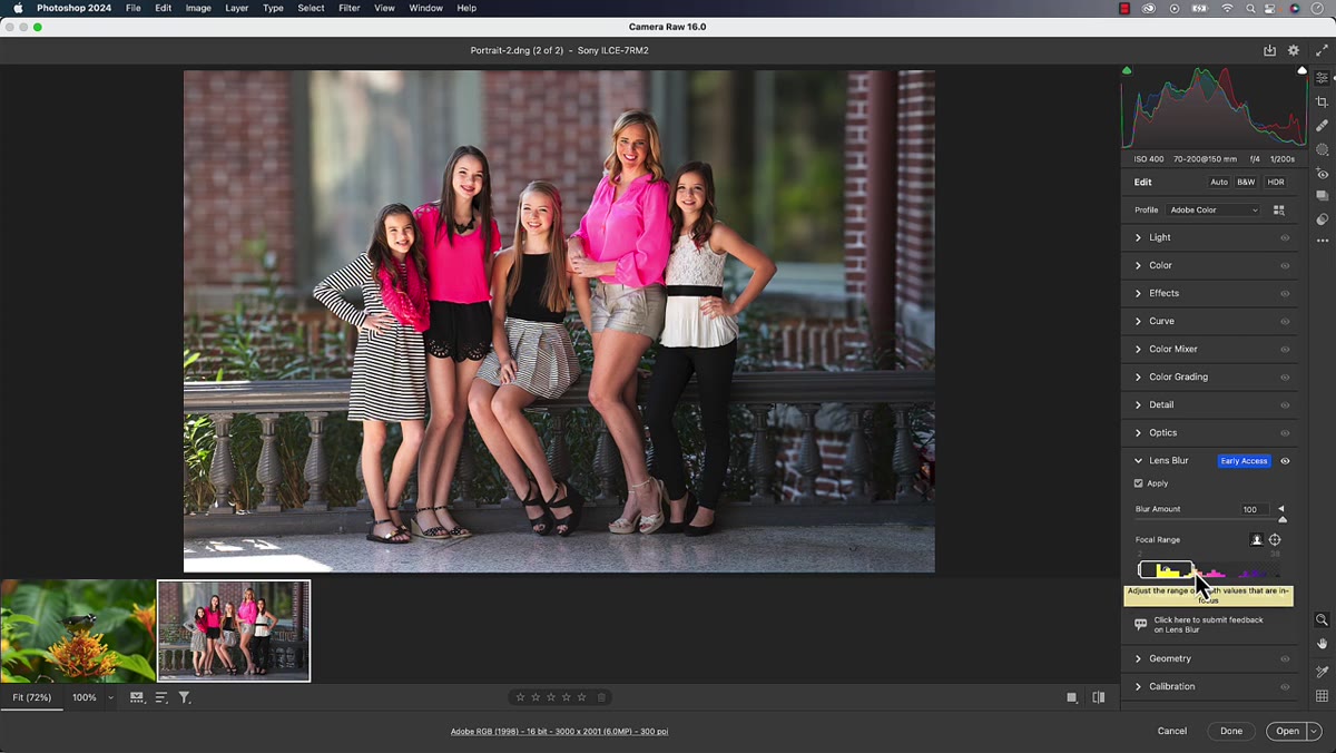 Subject Focus option selected with detected subject highlighted