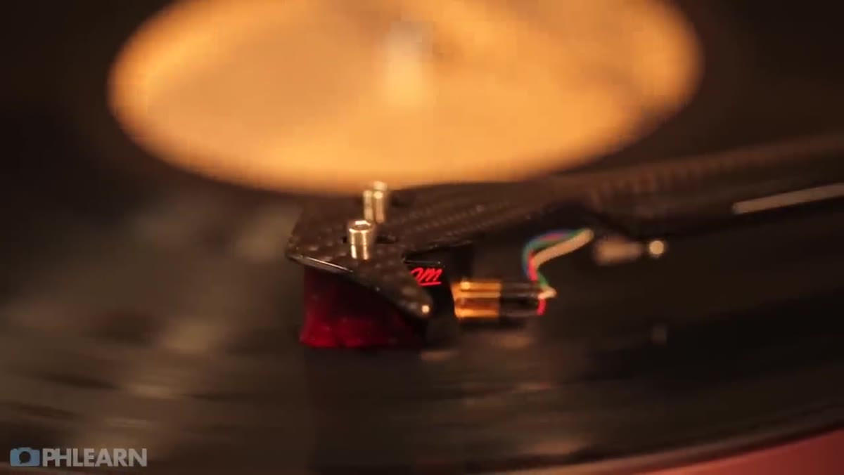 Camera recording the record player with extra footage before and after