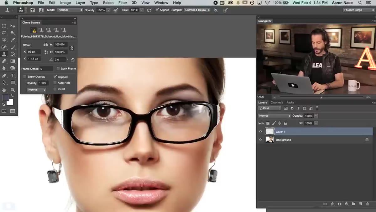 Alt-click setting sample point on the clear eye area