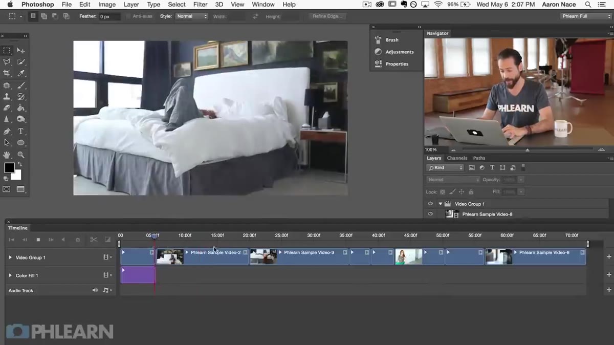 Video timeline playing with darkened clip visible between unaffected clips