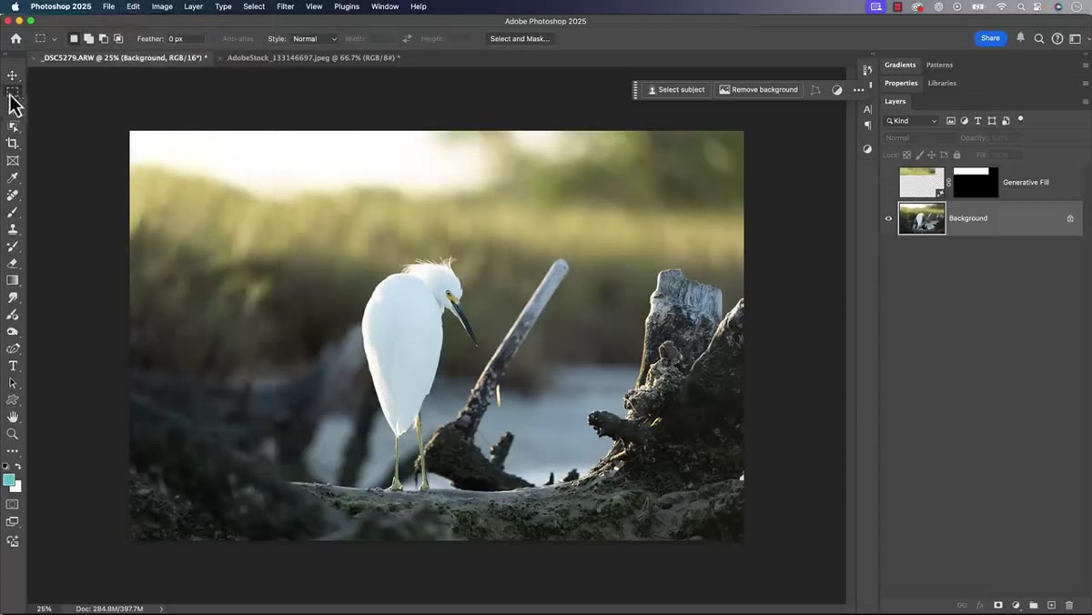 Content-Aware Fill workspace with sampling overlay visible