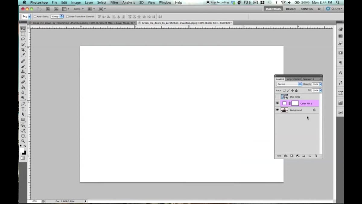 White background layer created beneath portrait photo
