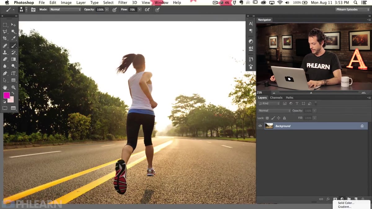 Levels panel open with the dark point slider being dragged right