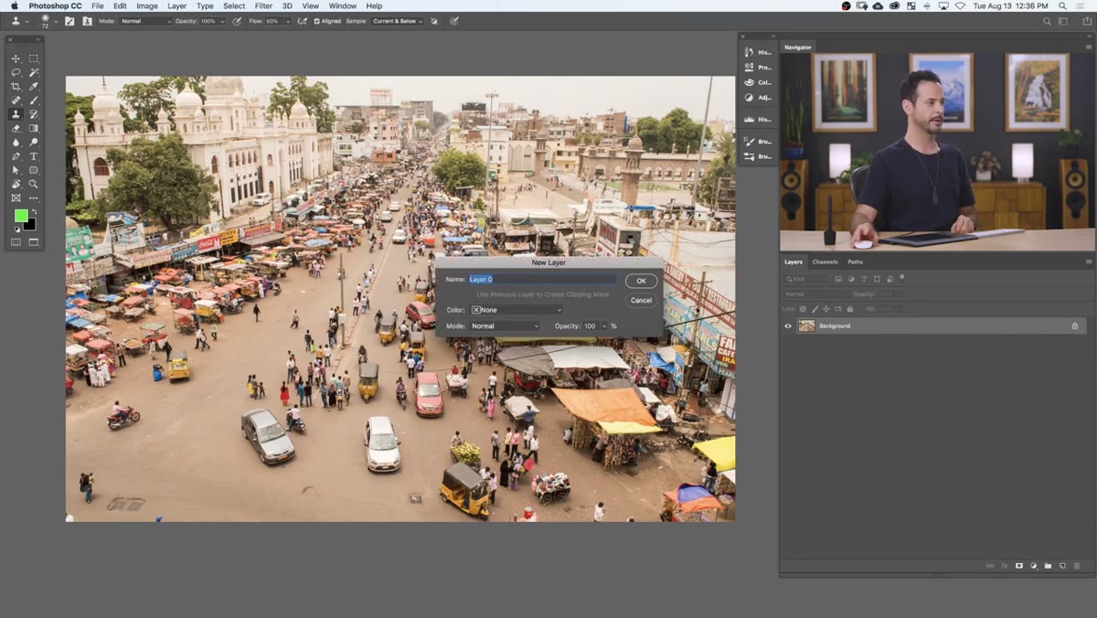 Double-clicking the background layer to convert it to a normal layer