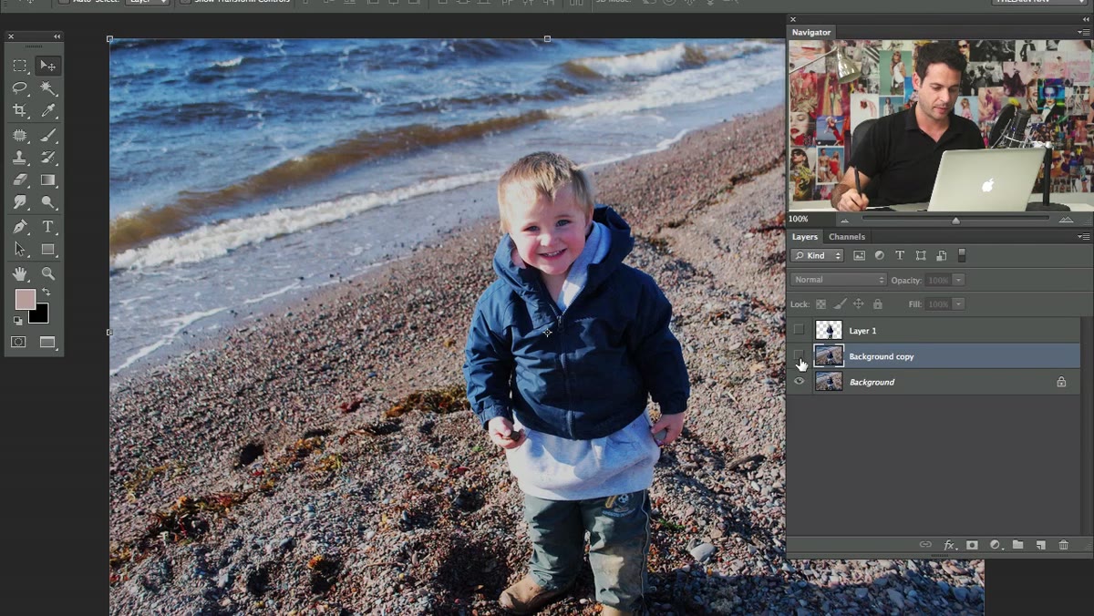 Lens Blur or Gaussian Blur dialog applied to background layer