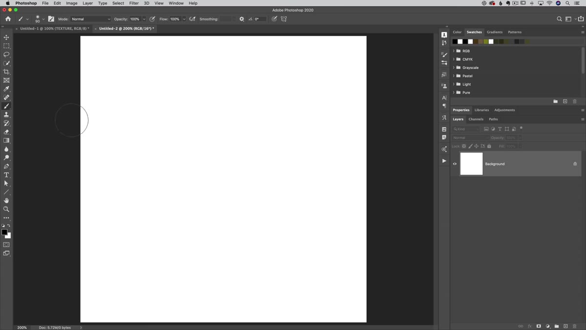 Blank white canvas with brush tool selected