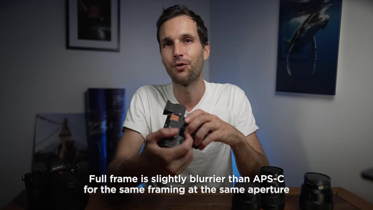 Pierre demonstrating background blur difference between sensor sizes