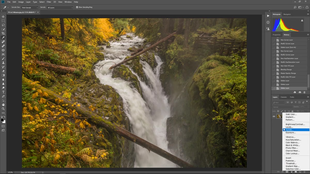 Curves adjustment layer being added from the Layers panel