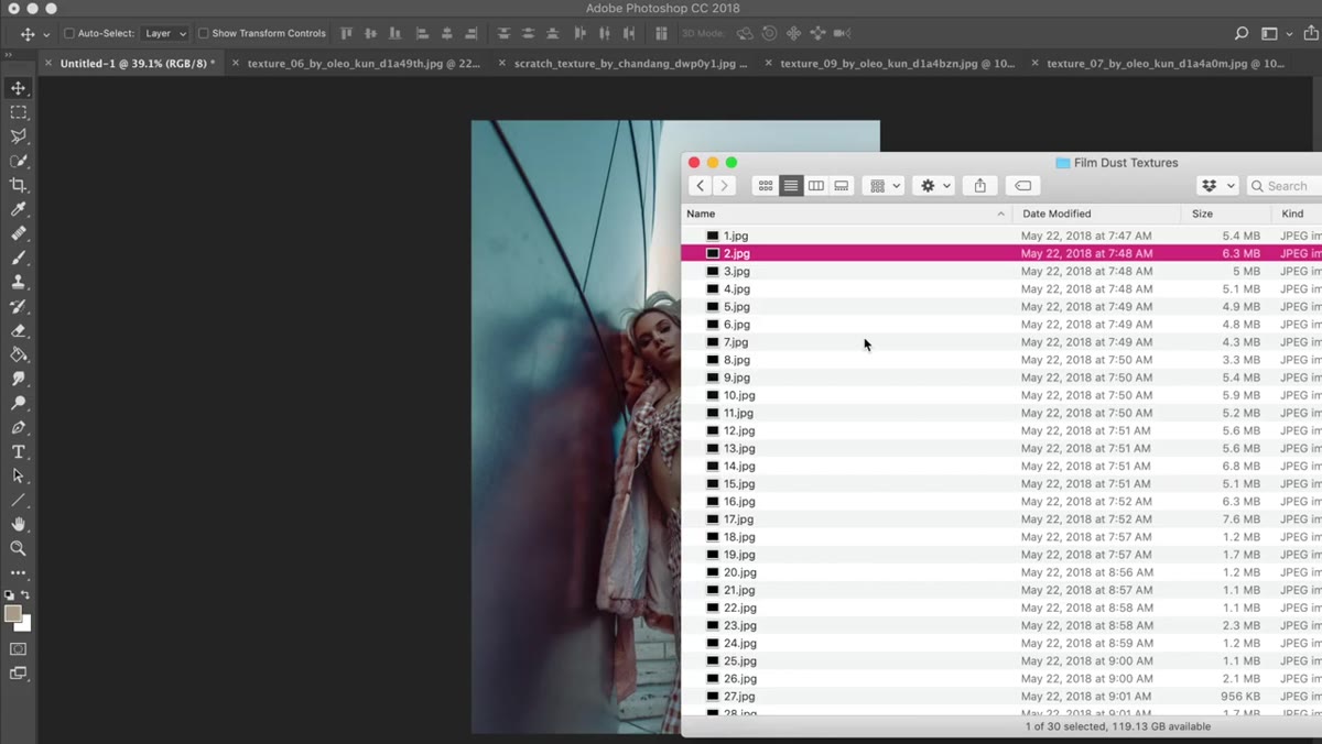 Folder of film dust texture files ready to use