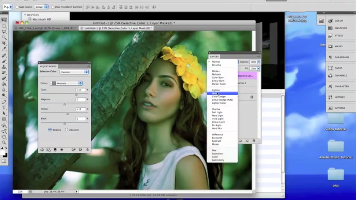 Layer blend mode dropdown showing Luminosity selected