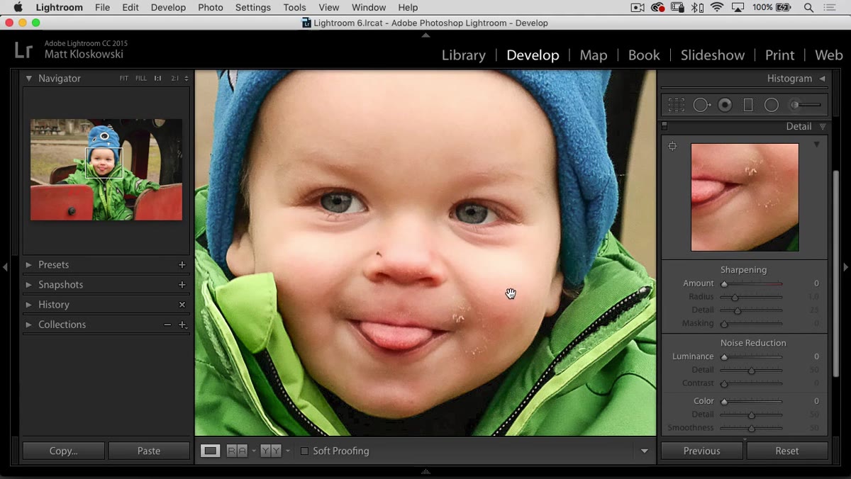 Sharpening panel in Lightroom with masking slider visible