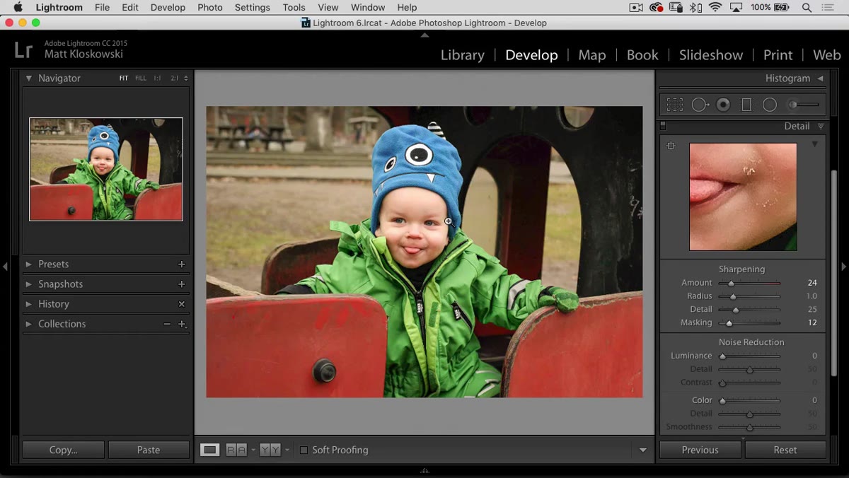 Lightroom&rsquo;s Photo menu open, Edit In Photoshop option selected