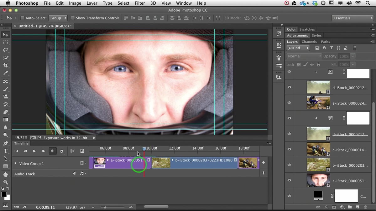 Dragging a crossfade transition between two clips