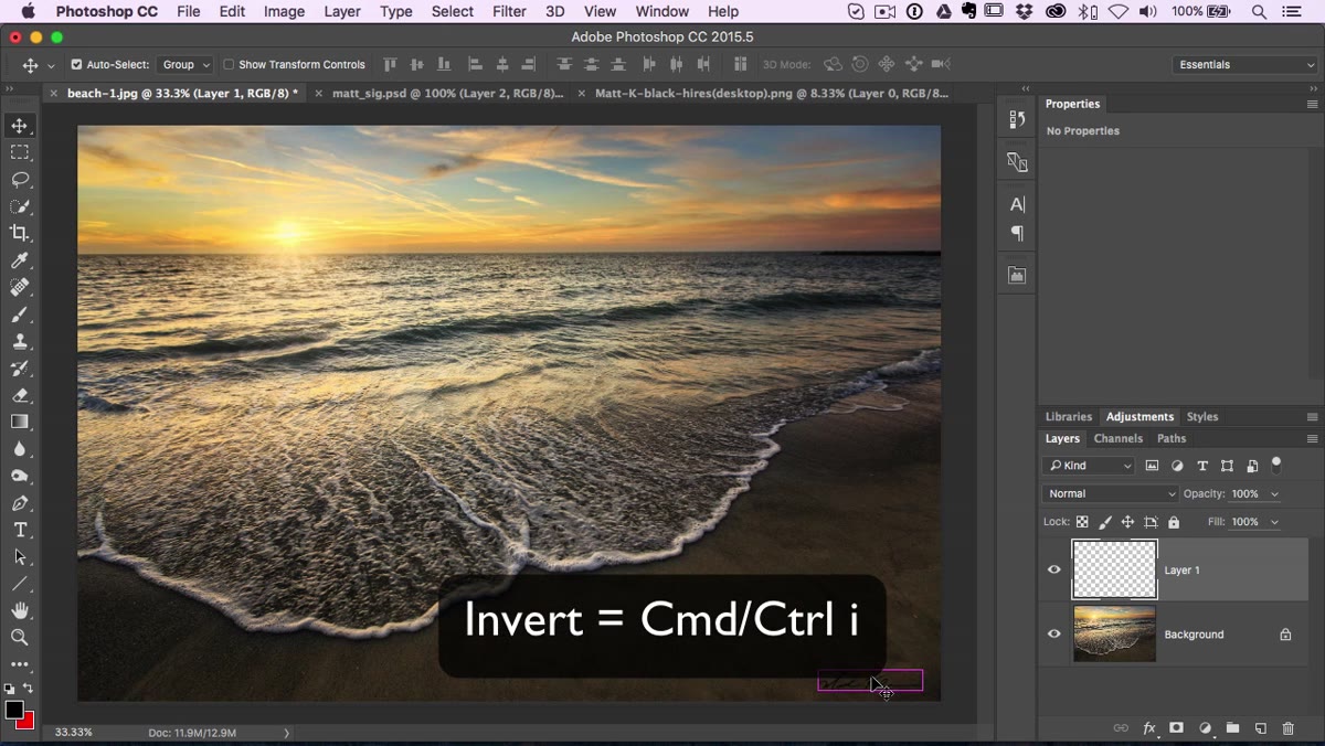 Ctrl+I invert command flipping signature from black to white