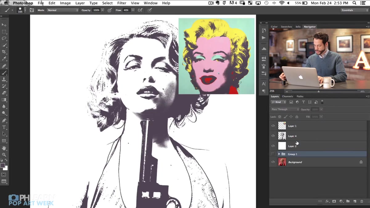 Solid color layers being placed beneath the dark silhouette layer