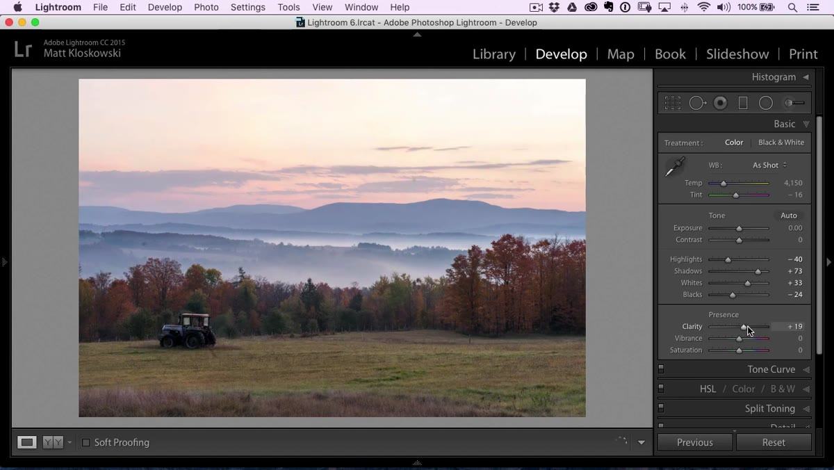 Temperature slider being dragged right, image visibly warming