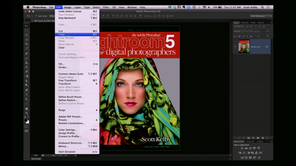 Selecting the flat book cover image before copying
