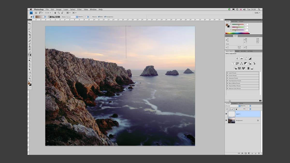 Gradient being dragged from top of image downward