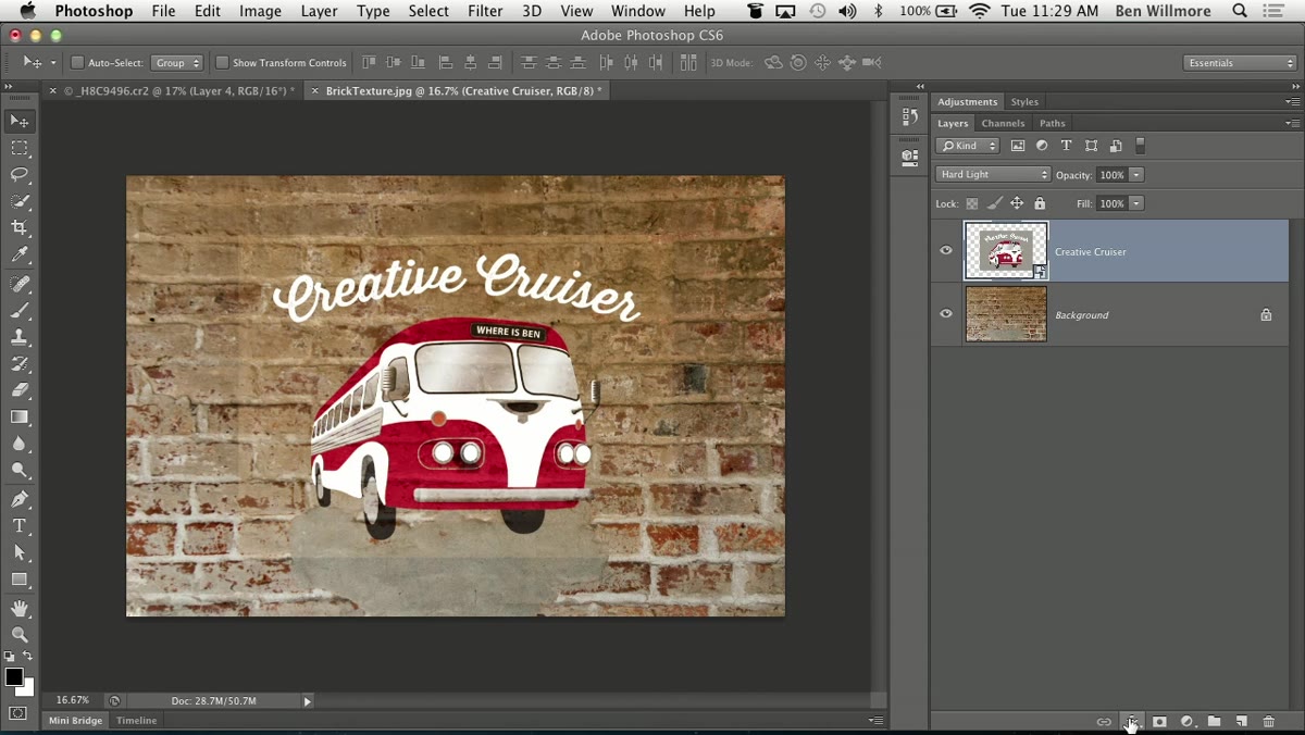 Layer Style dialog open, Blending Options panel visible