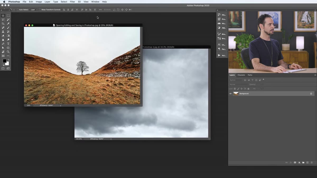 Two images arranged as floating windows on the canvas