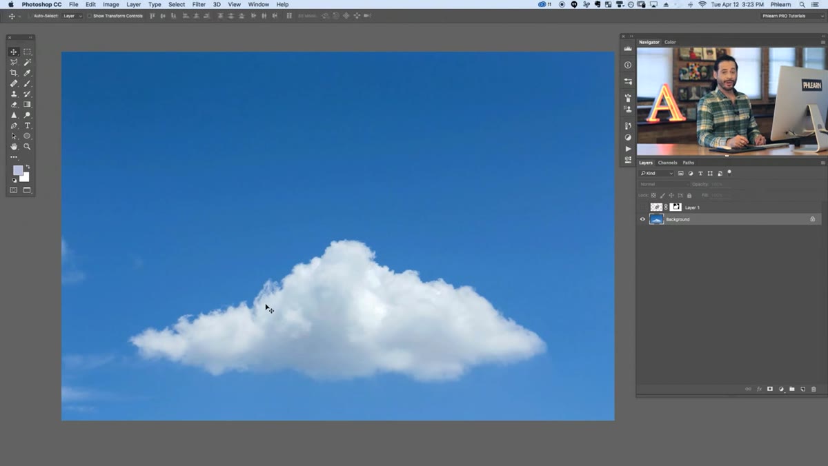 Color Range dialog open, white cloud areas selected
