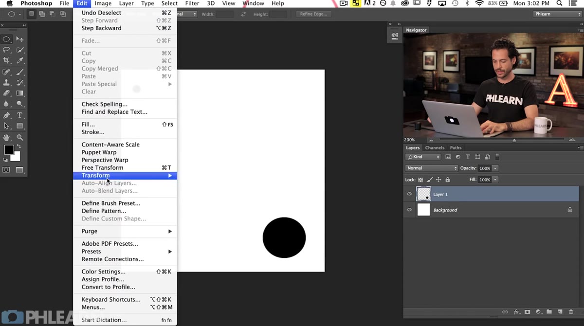 Edit menu open with Define Brush Preset option highlighted