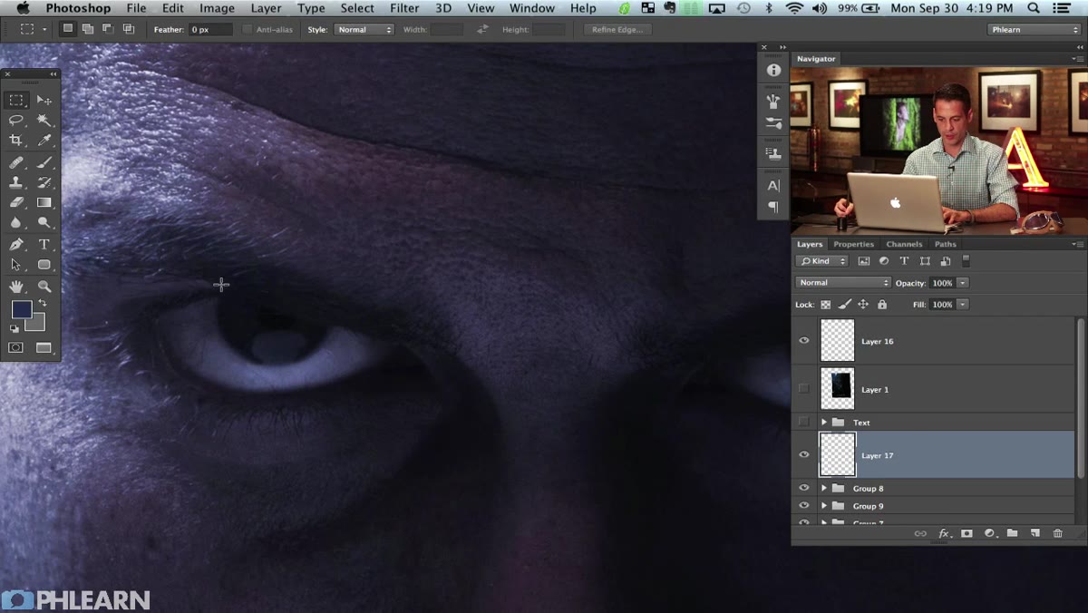 New blank layer created above composite in Layers panel