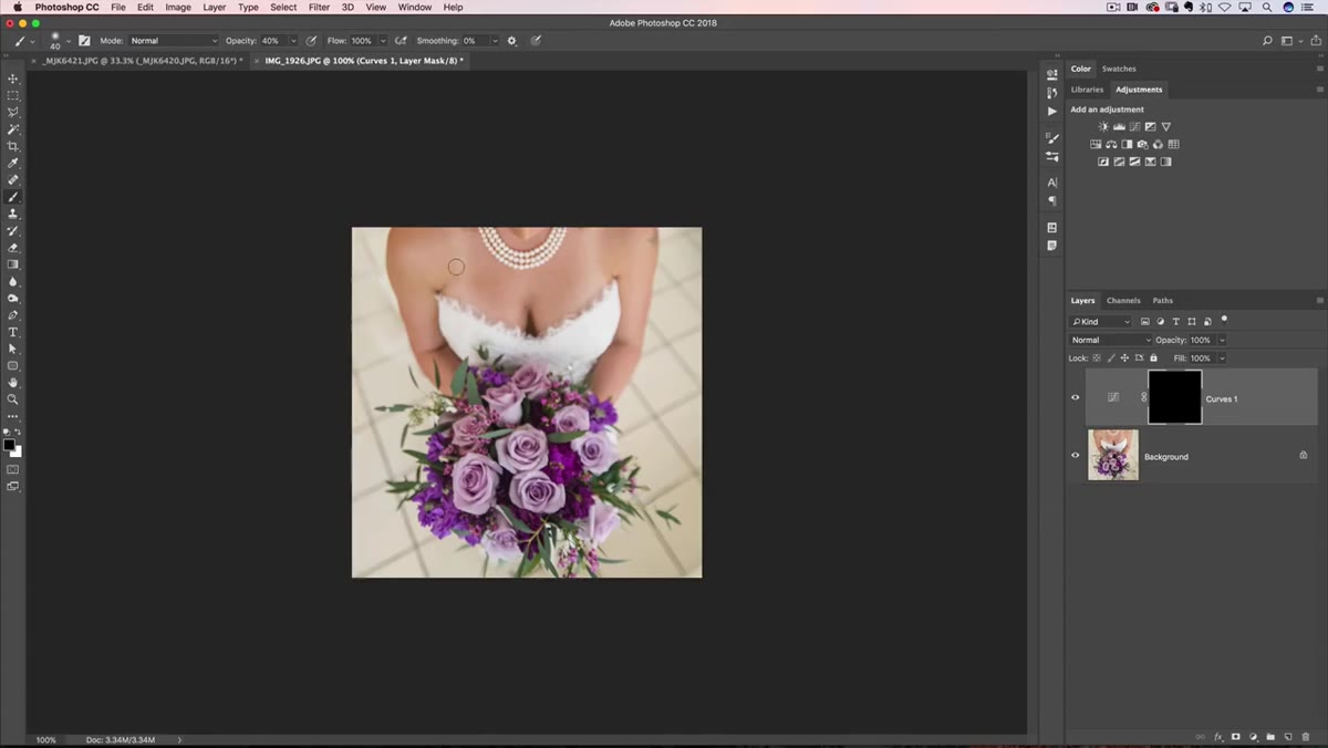 Brush tool selected with opacity at 60% and hardness at zero