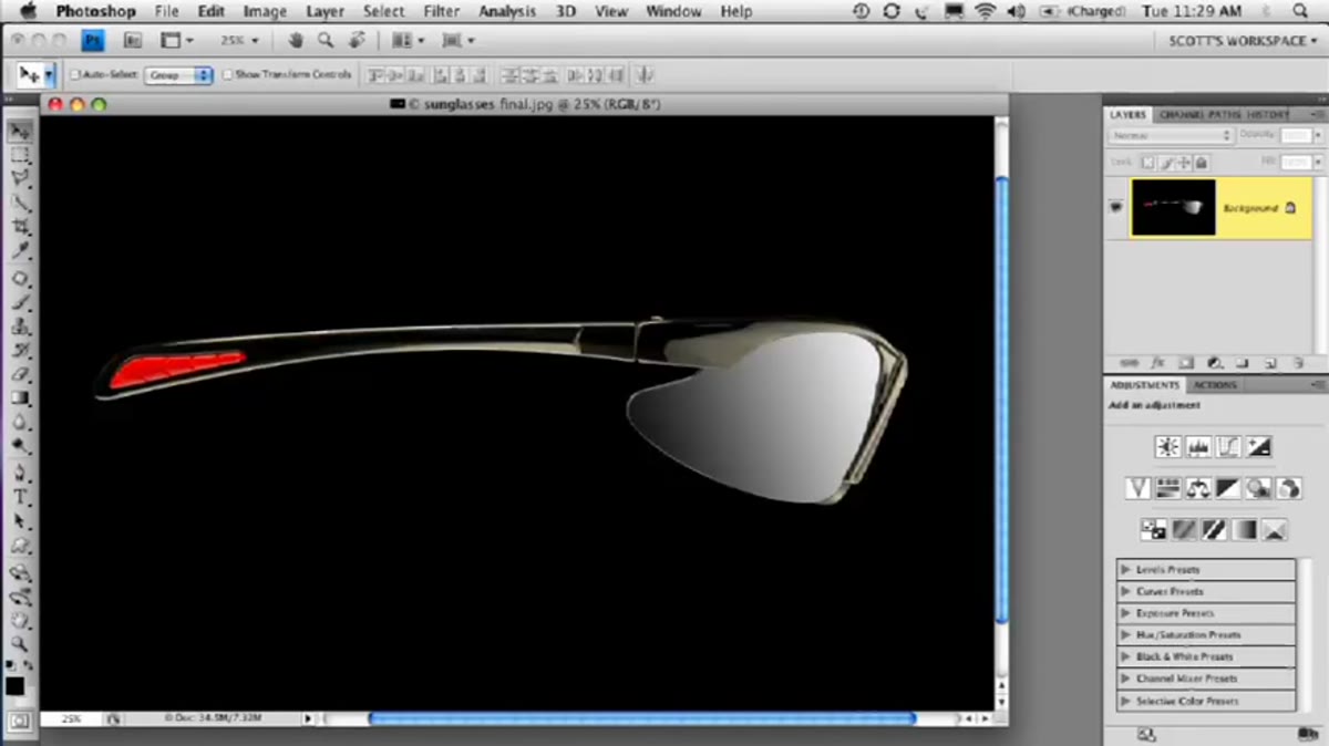 Shadow or reflection element added beneath product on black background