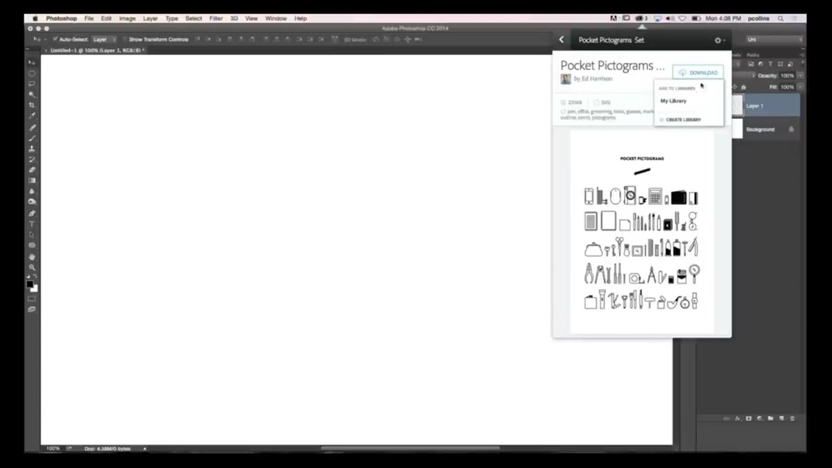 Downloading an SVG asset to the CC Library