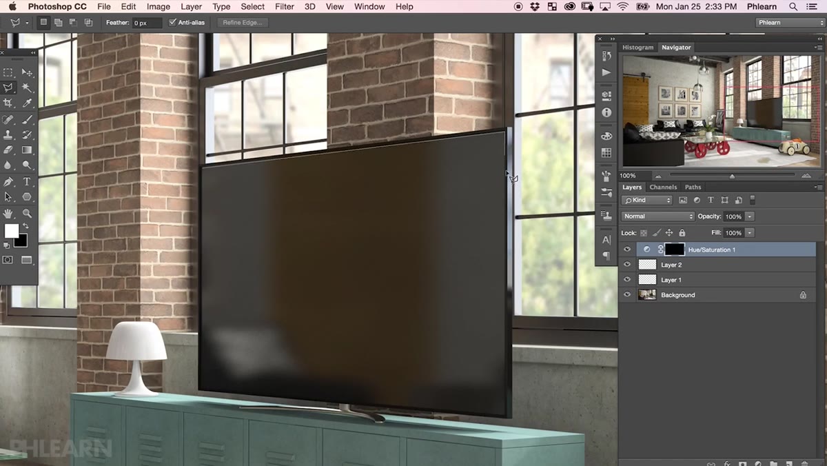 Polygonal lasso tool selected, clicking points to create straight-edged selection