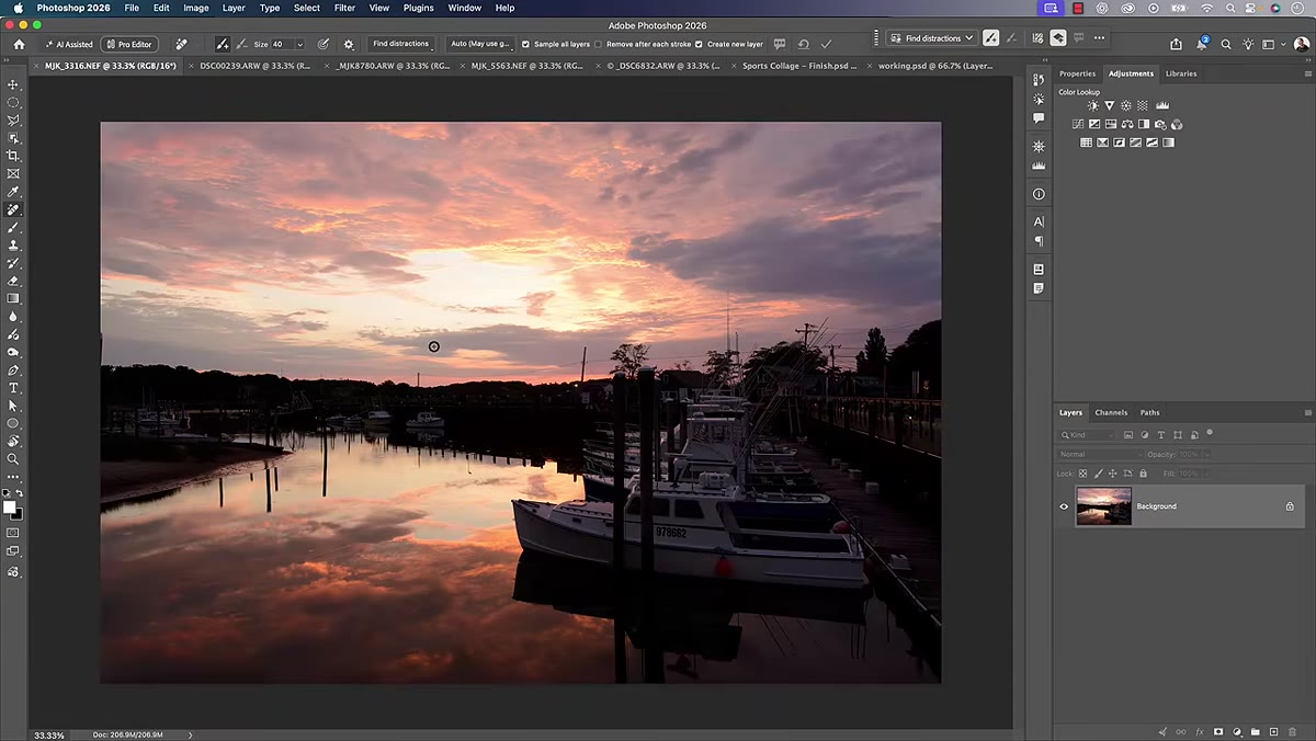 Photoshop and Lightroom open side by side on screen