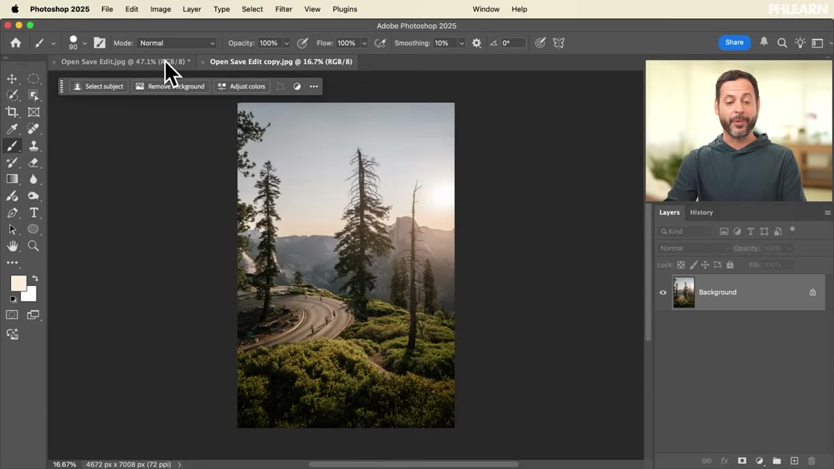 Multiple document tabs visible at top of Photoshop workspace