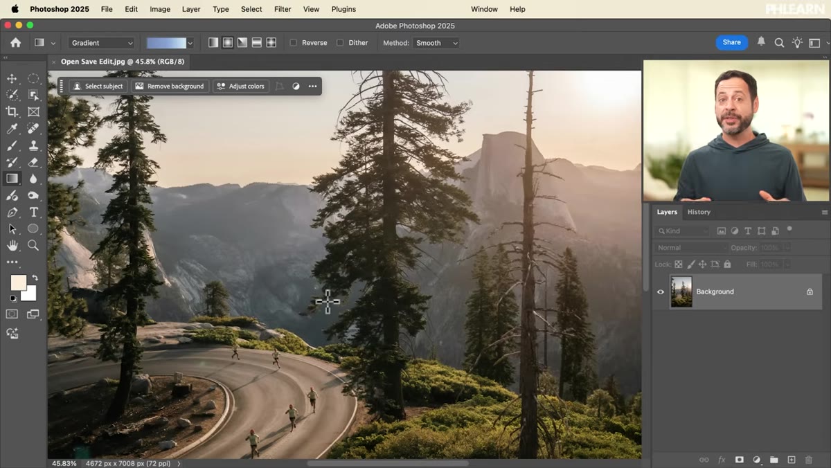 New layer being created above background in Layers panel