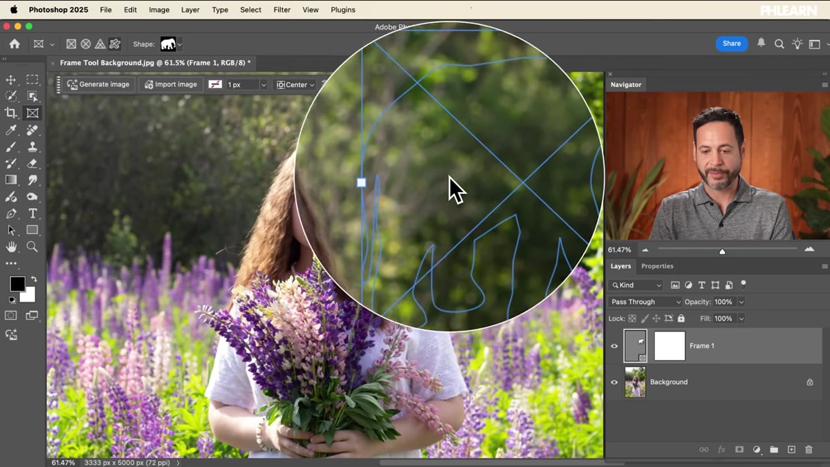 Elephant custom shape drawn as a frame on canvas