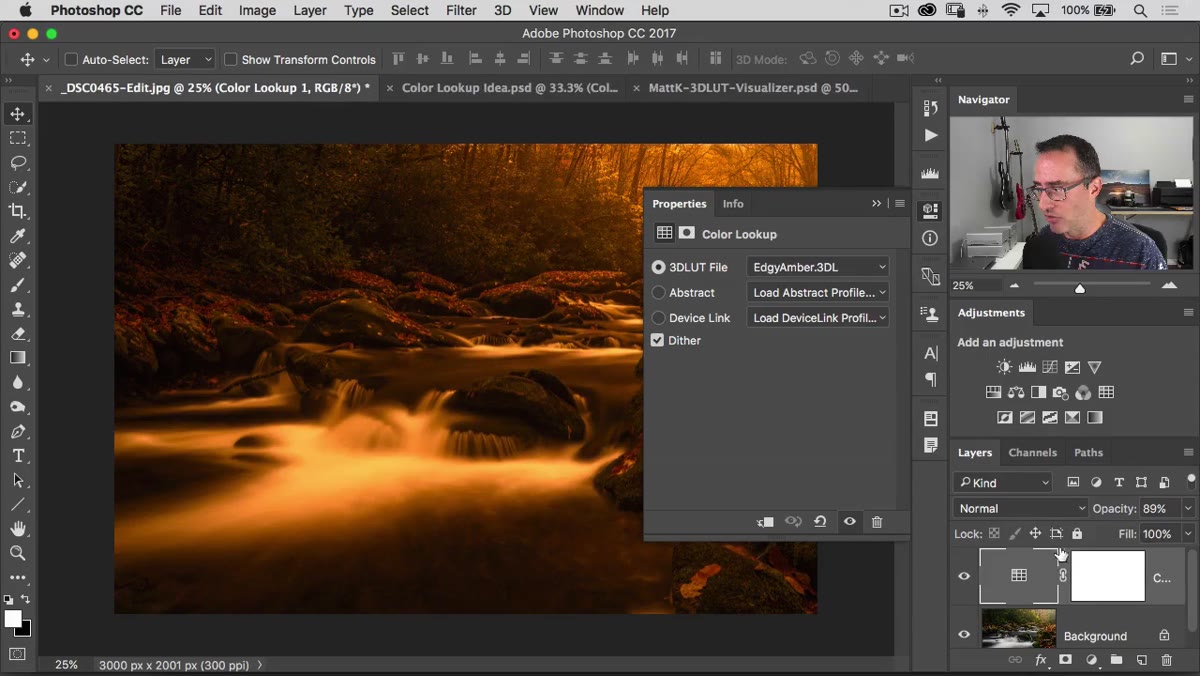 Layers panel showing Color Lookup adjustment layer with opacity slider
