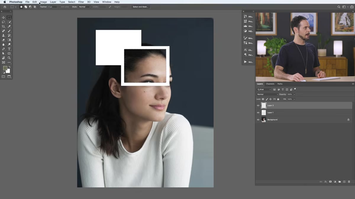 Same selection active across two separate layers
