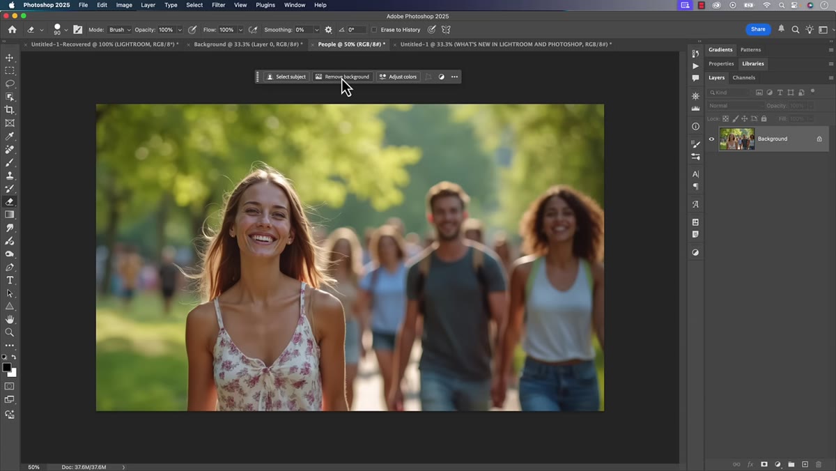 Layer panel showing masked layer after Remove Background is applied