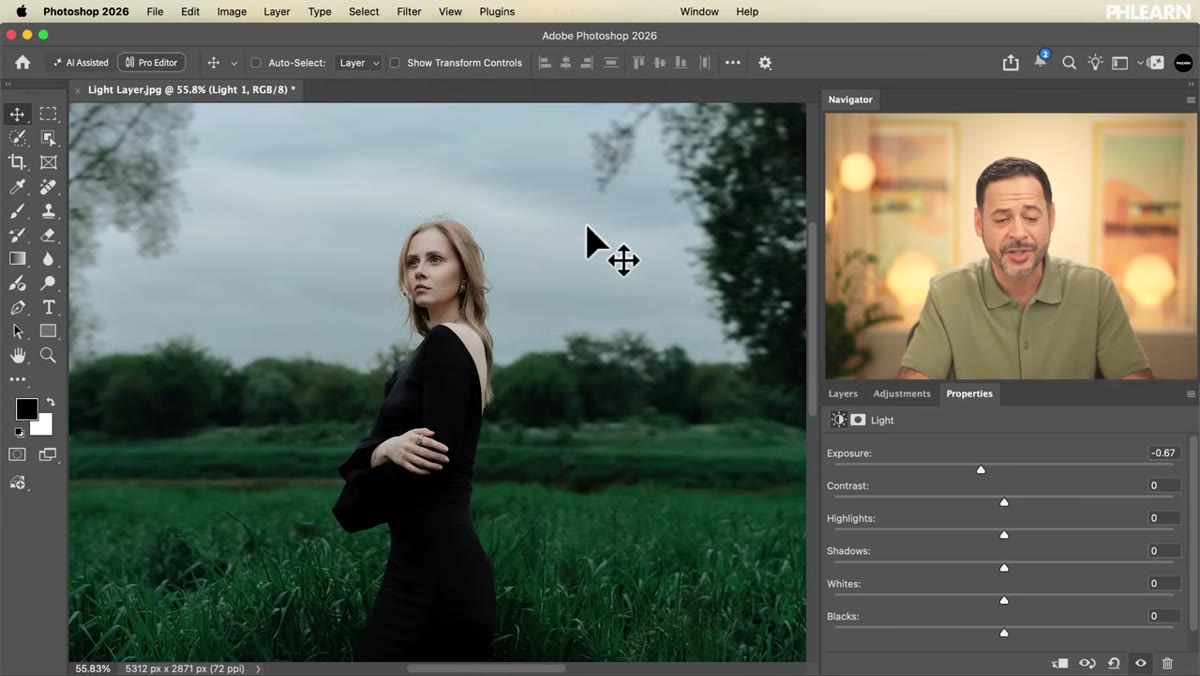 Light layer with inverted mask affecting only the background