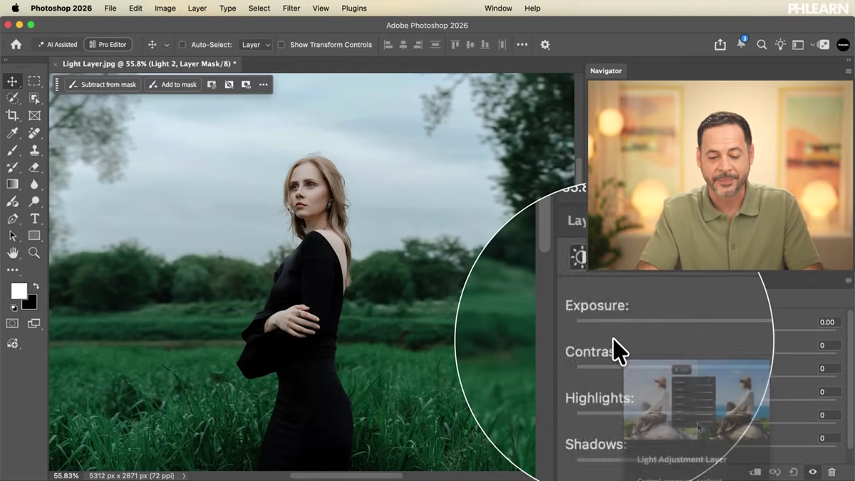 Second Light layer with mask isolating the subject
