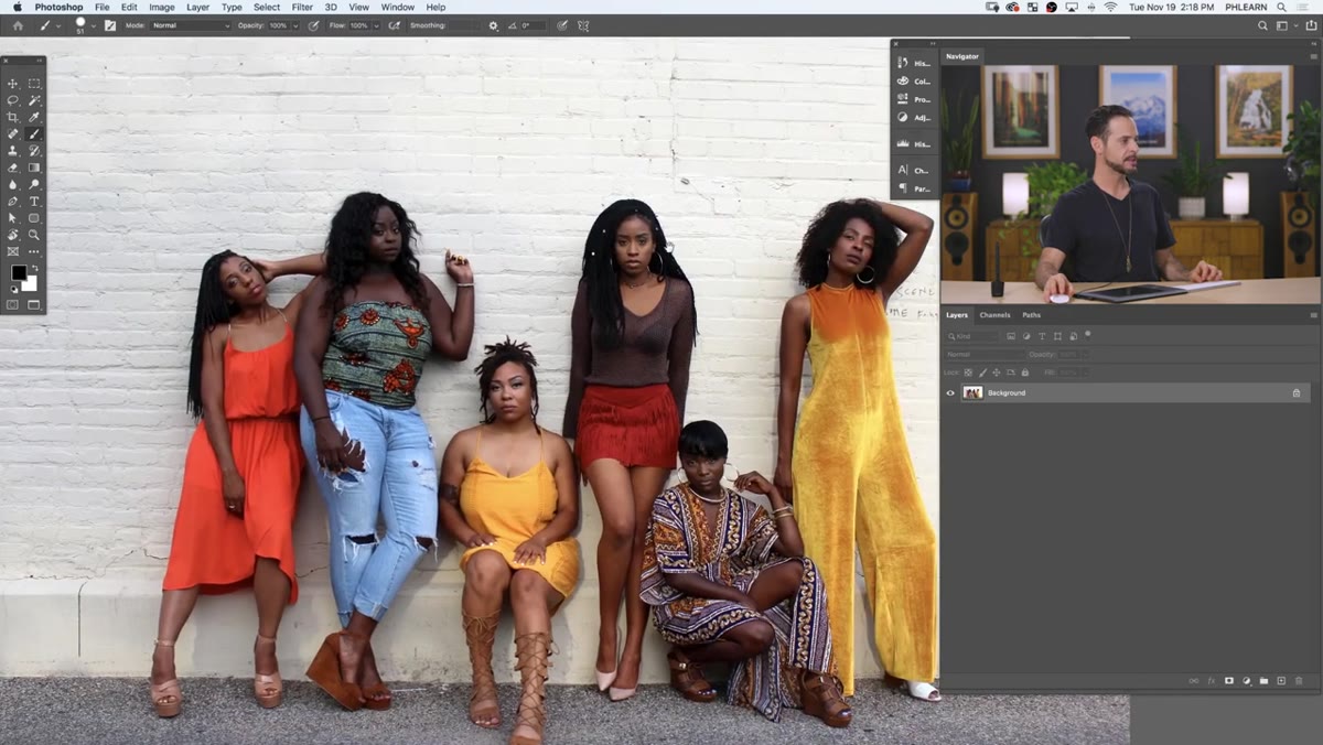 Photoshop workspace showing three sample images open