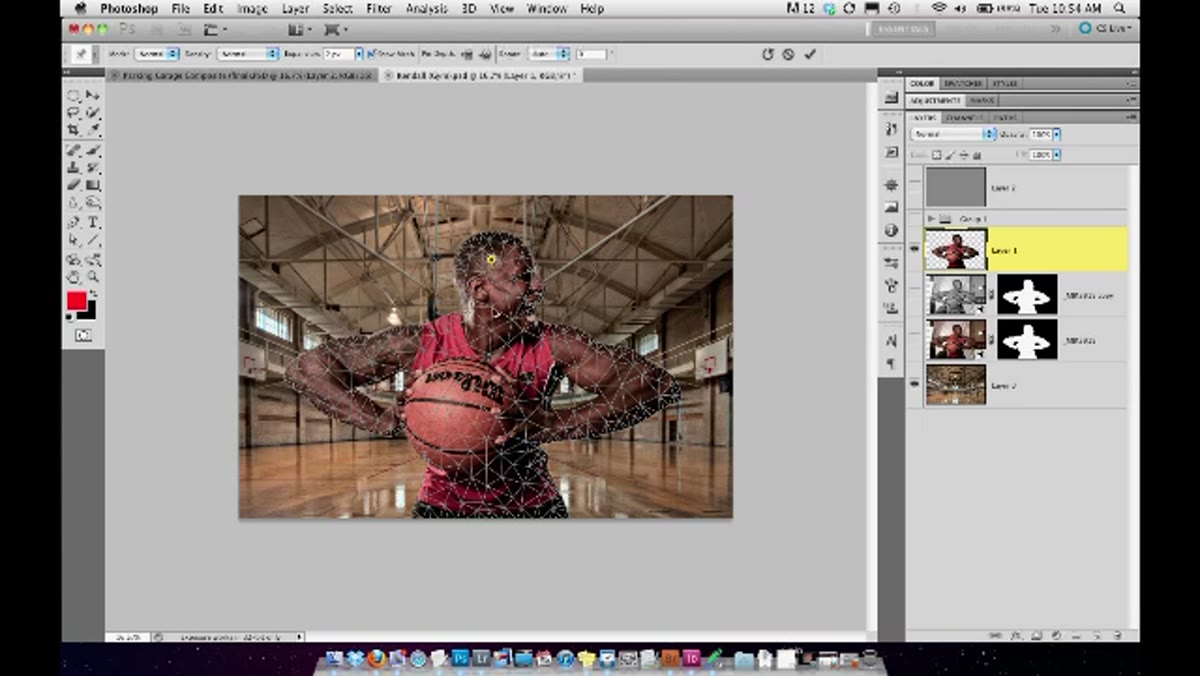 Clicking to place anchor pins around stable areas of the image