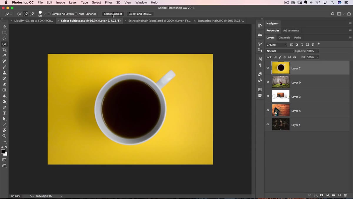 Select and Mask dialog open with Refine Edge Brush active